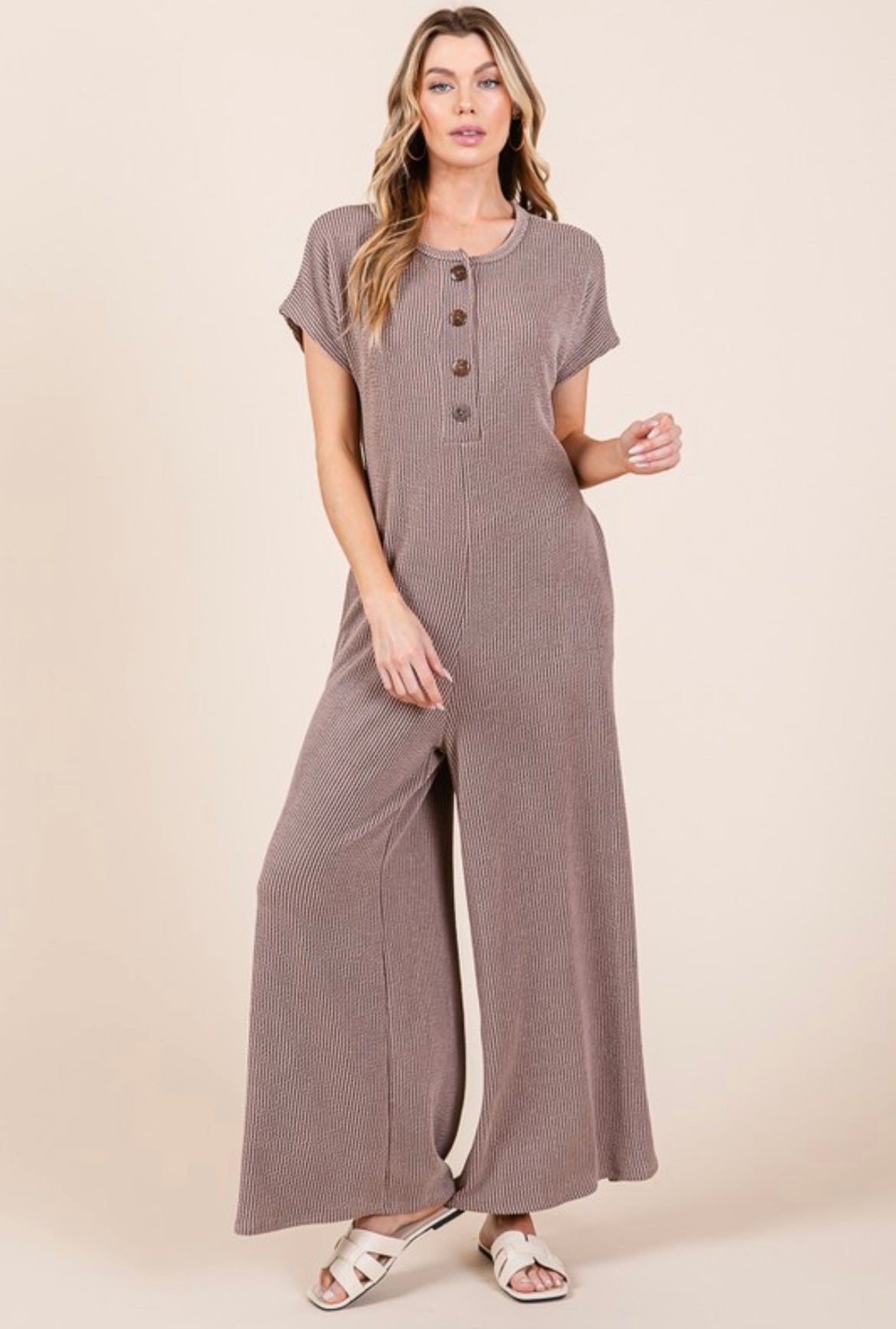 Mocha Rib Knit Jumpsuit