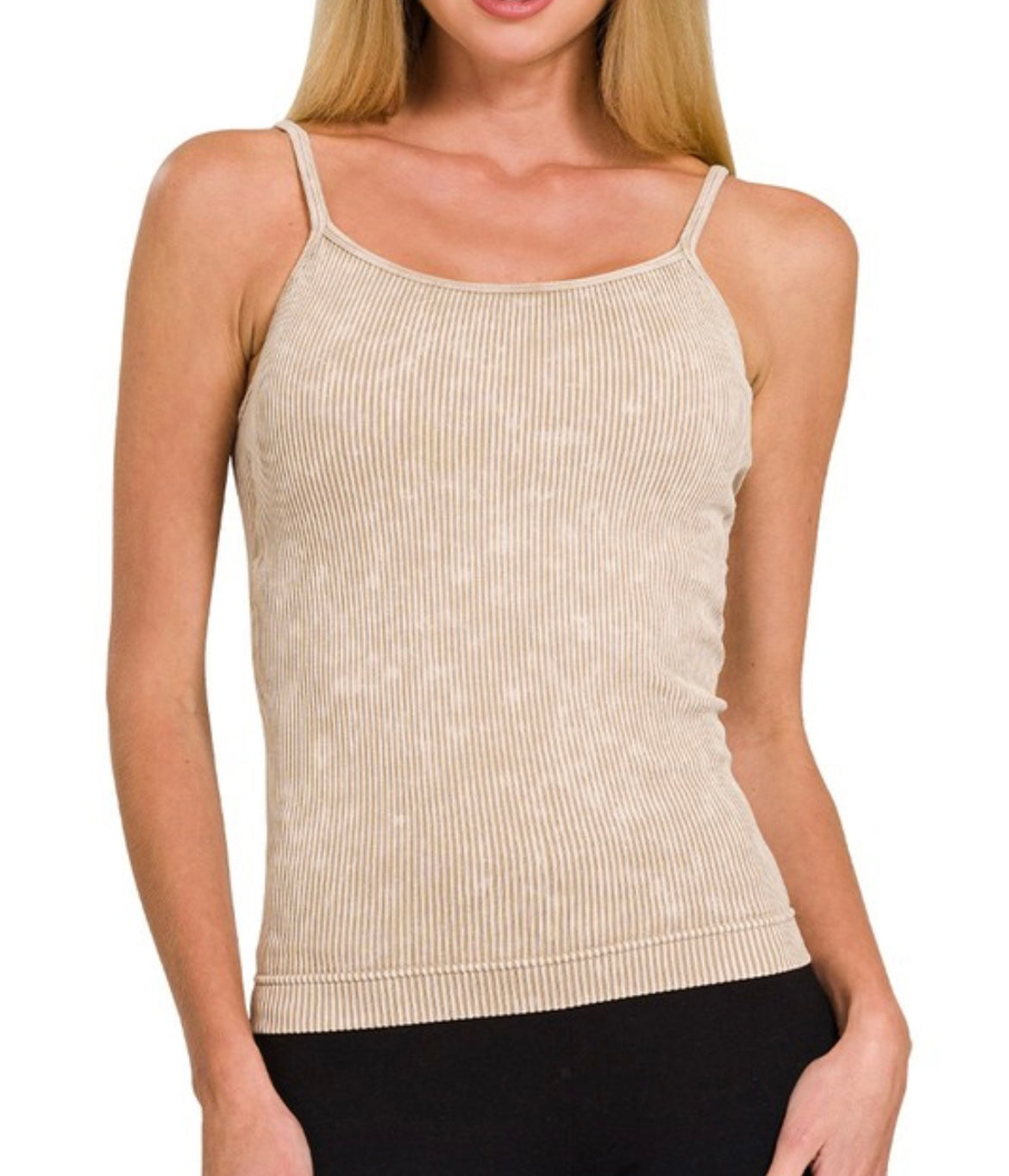 Stone Washed Ribbed Seamless Tank