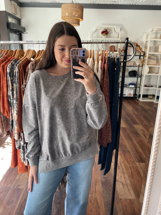 Grey Mineral Washed Top