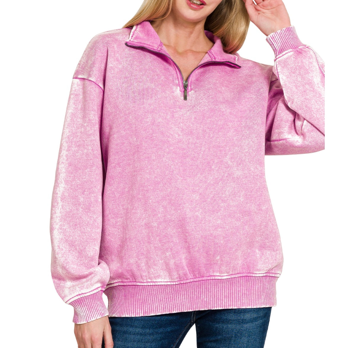 Mineral Wash Fleece Half Zip