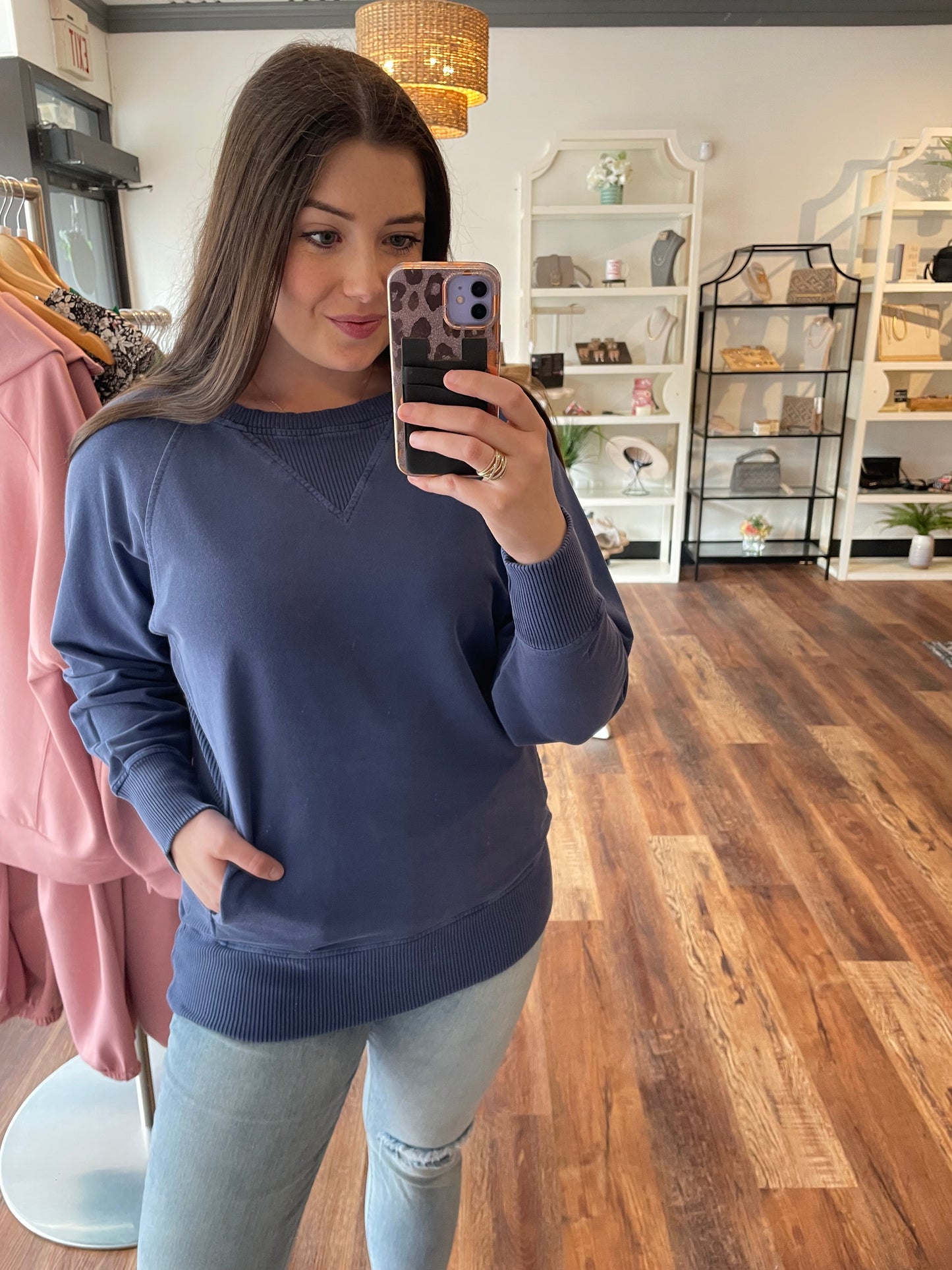 Light Navy French Terry Sweatshirt