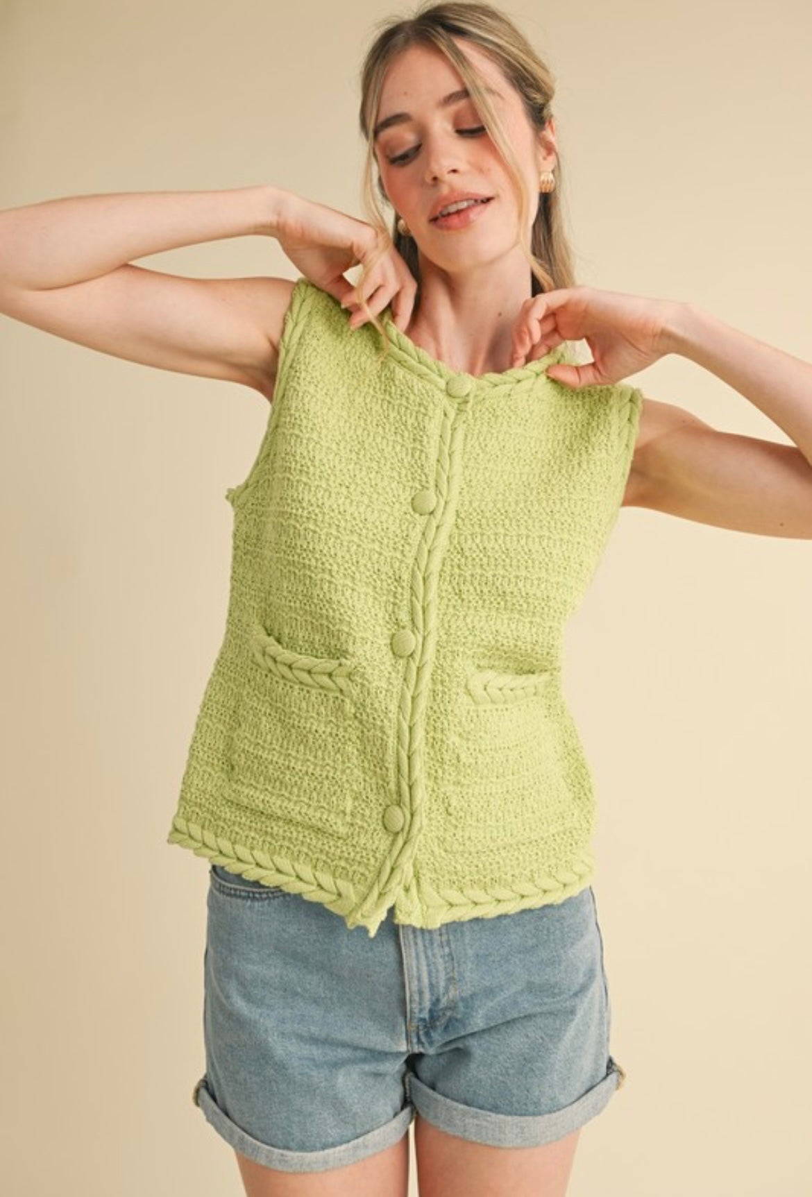 Lime Green Knit Spring Top
