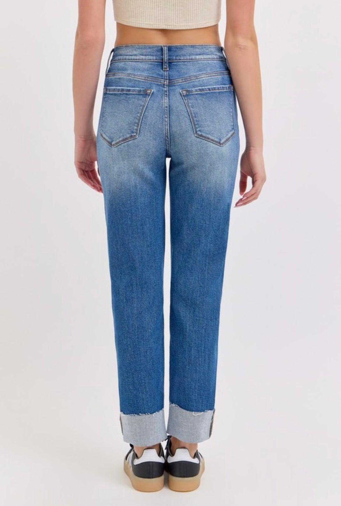 Medium Wash Mom Jean with Cuff