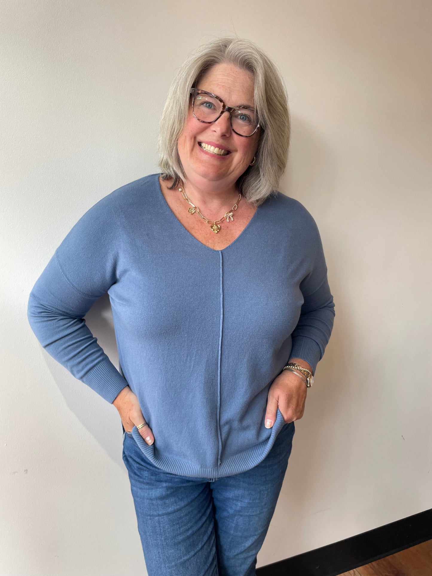 Blue Front Seam Sweater