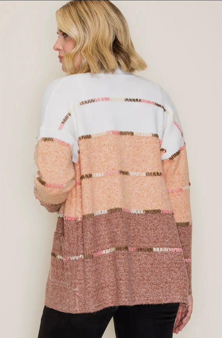 Color Block Stitch Cardigan