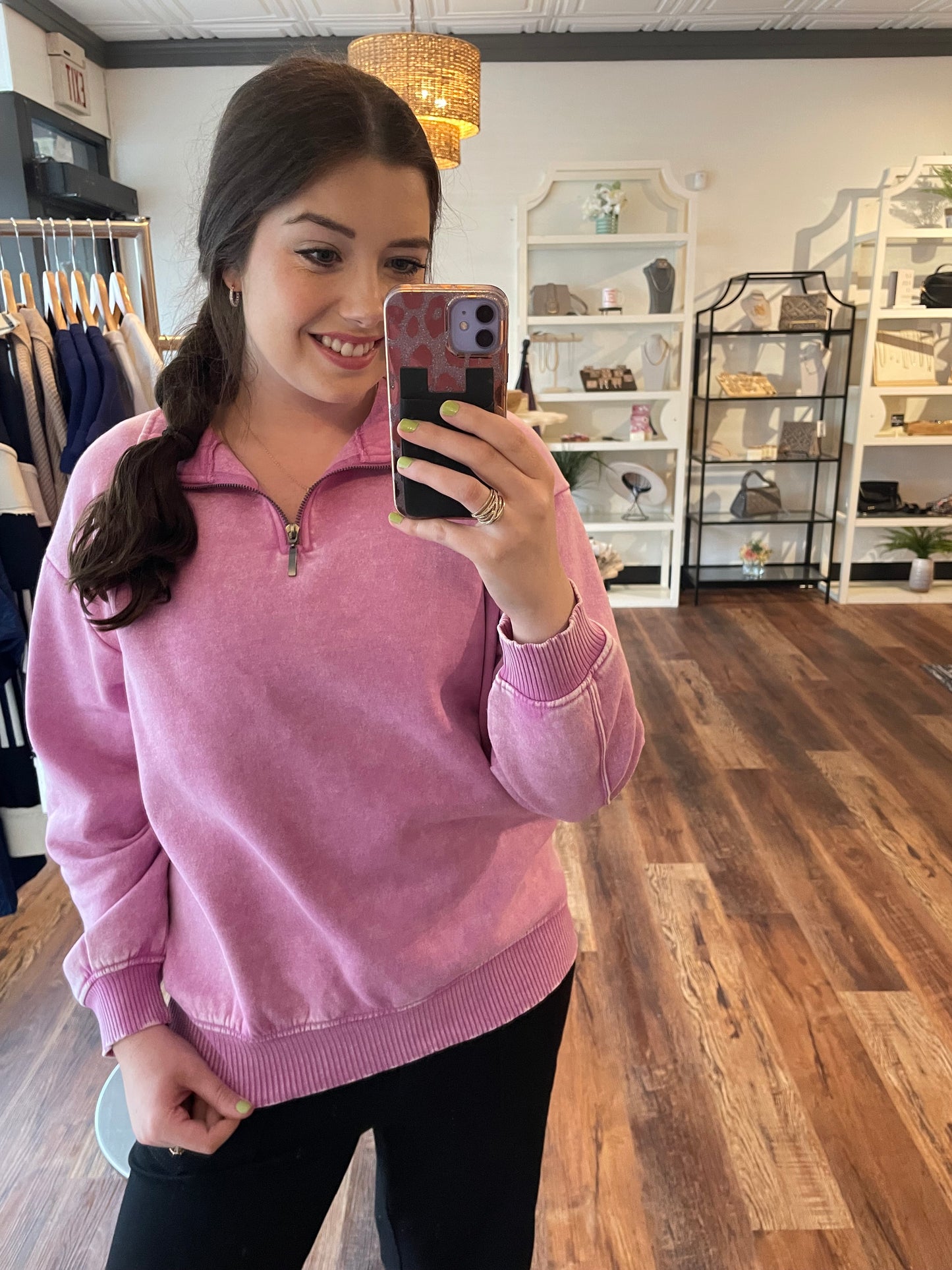 Mineral Wash Fleece Half Zip