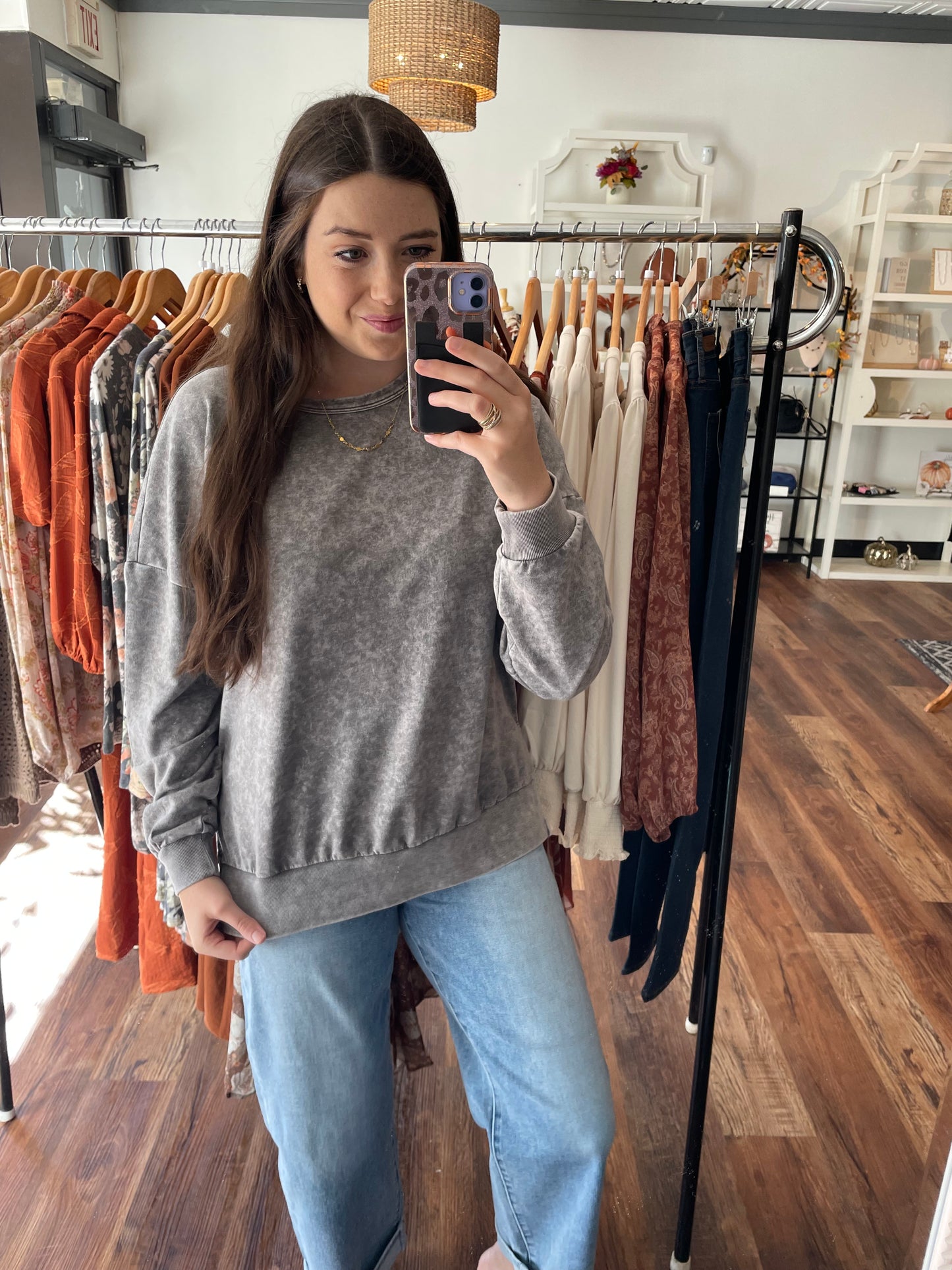Grey Mineral Washed Top