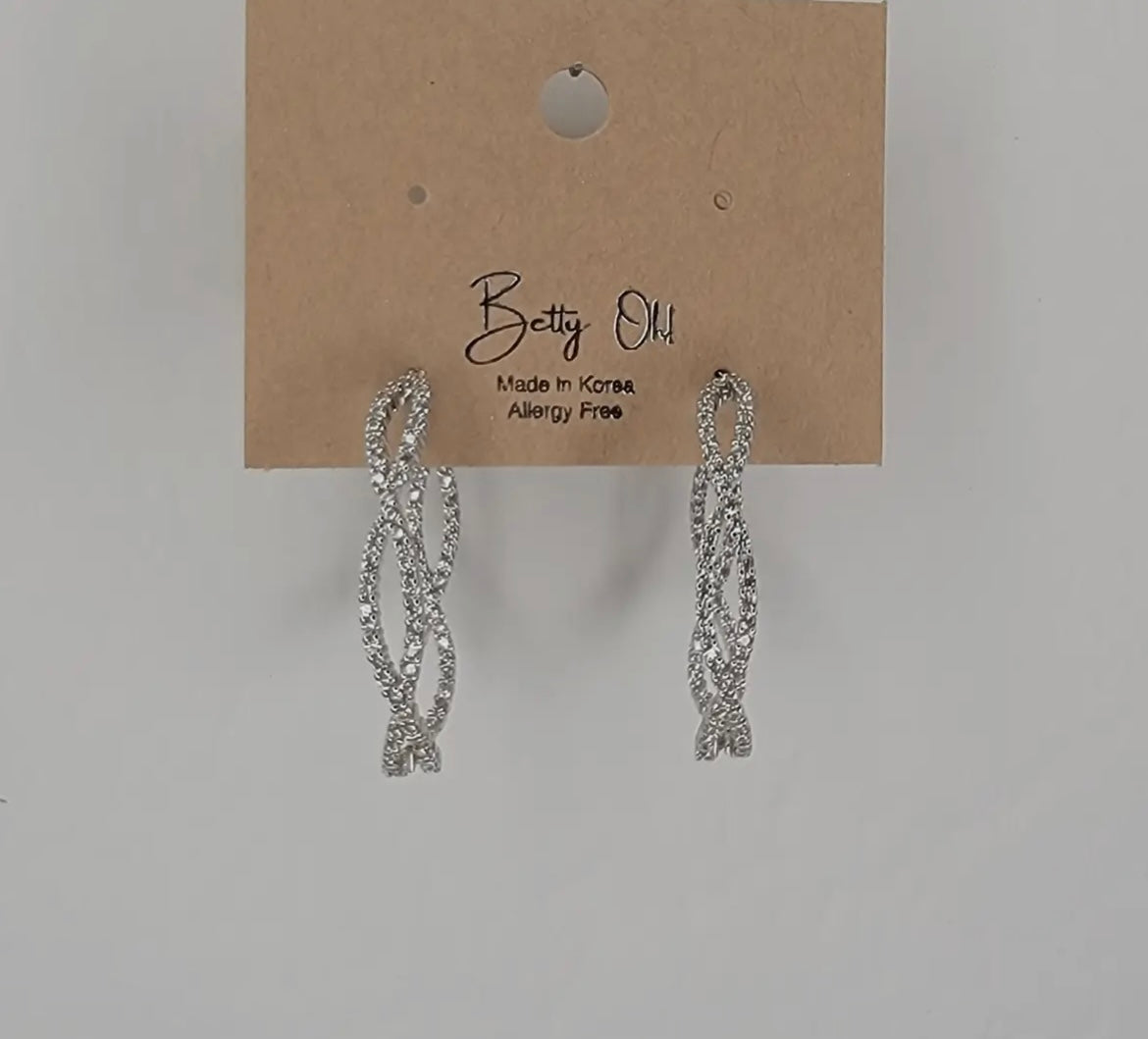 Braided CZ Hoop Earrings