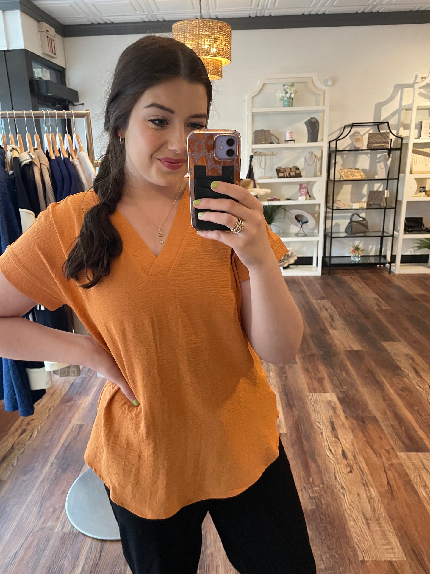 Apricot V-Neck Blouse