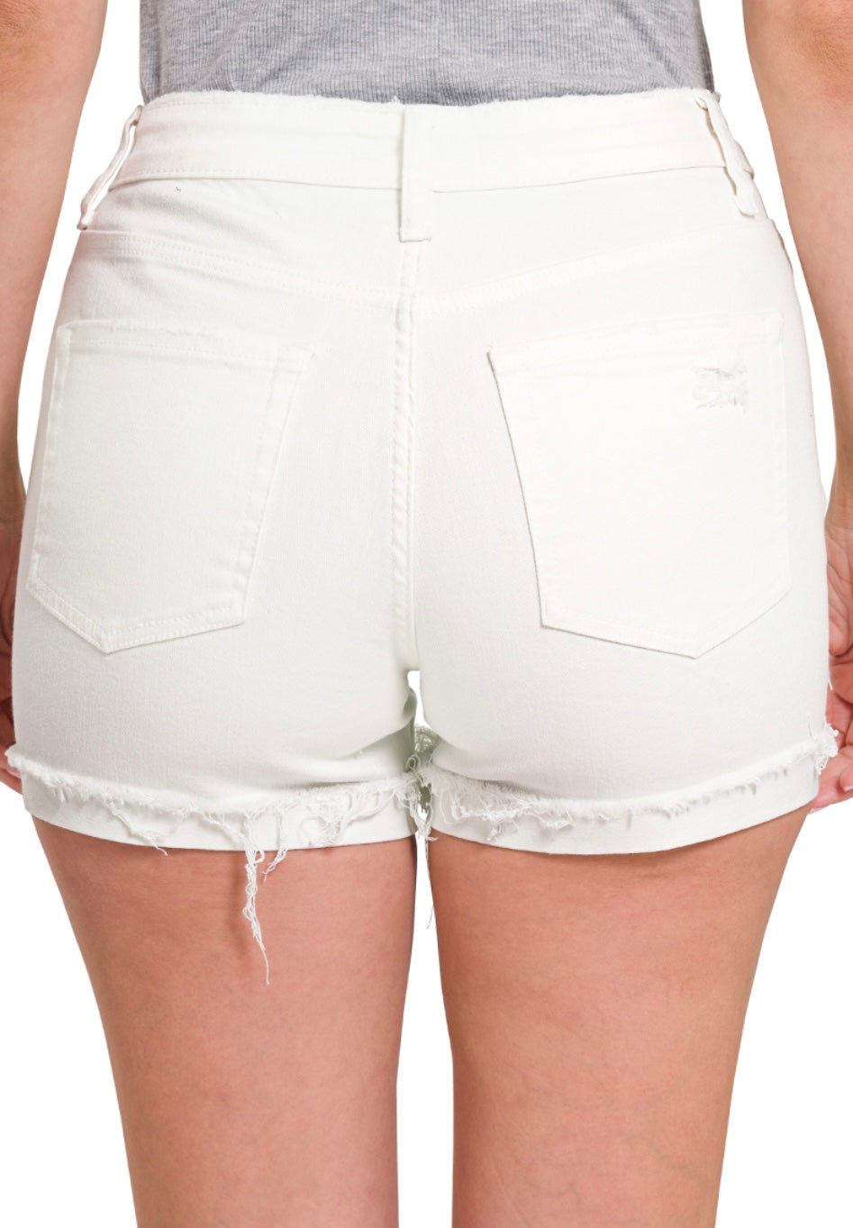 White Denim Shorts with Cuff