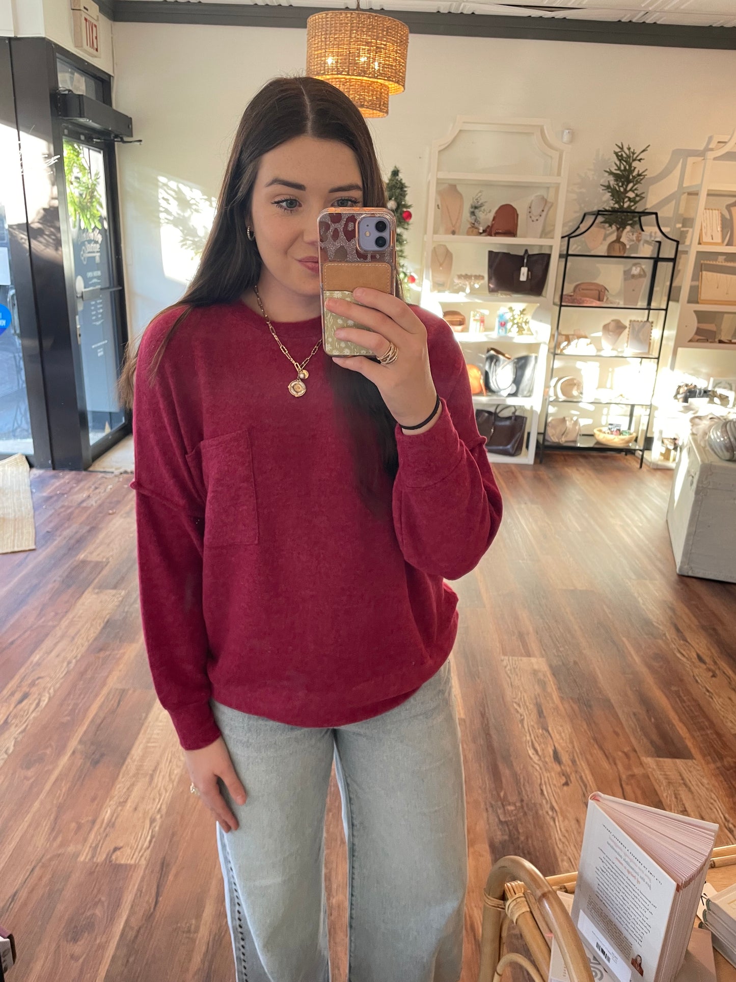 Cabernet Brushed Oversized Top