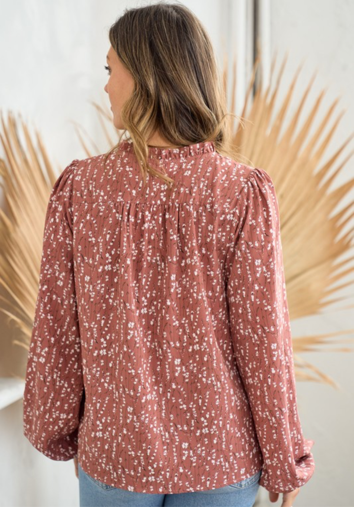 Marsala and White Blouse