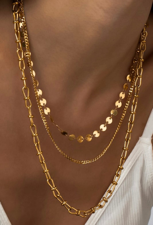 18K Non-Tarnish Gold Layered Necklace