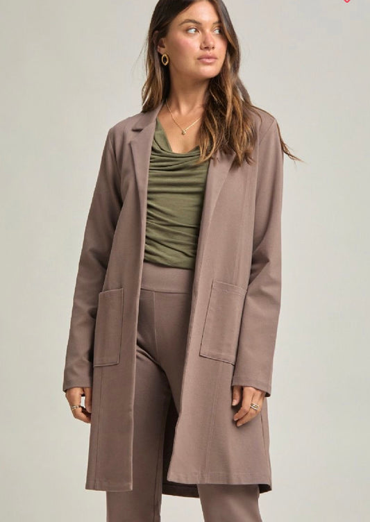 Dark Mocha Midi Jacket with Pockets