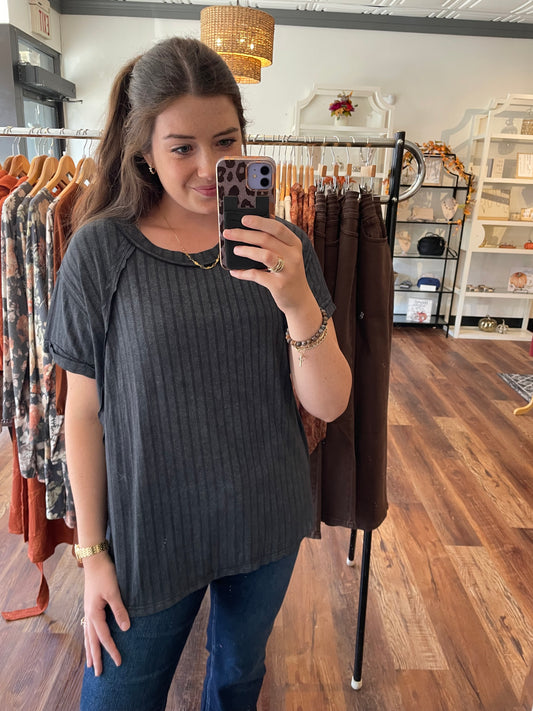 Ash Black Mineral Wash Top