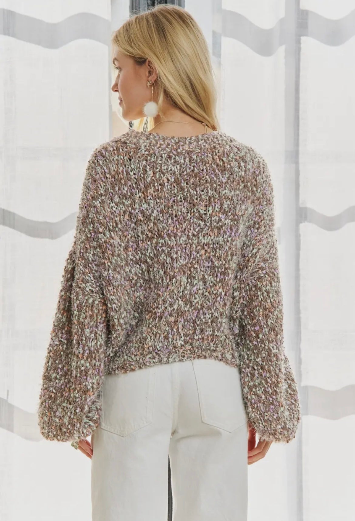 Brown, Orange and Mint Popcorn Sweater