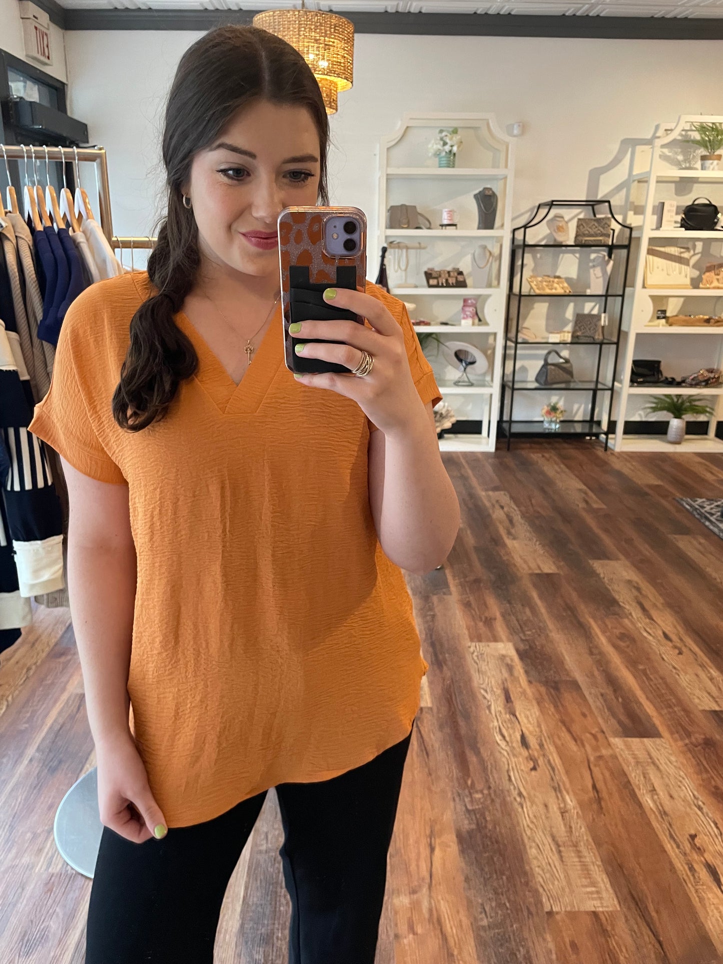 Apricot V-Neck Blouse