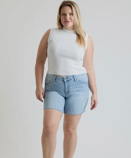 Light Wash Essential Denim Shorts