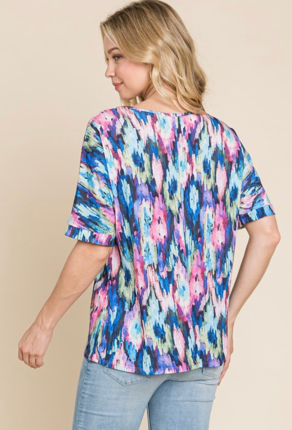 Bright Watercolor Short Sleeve Top