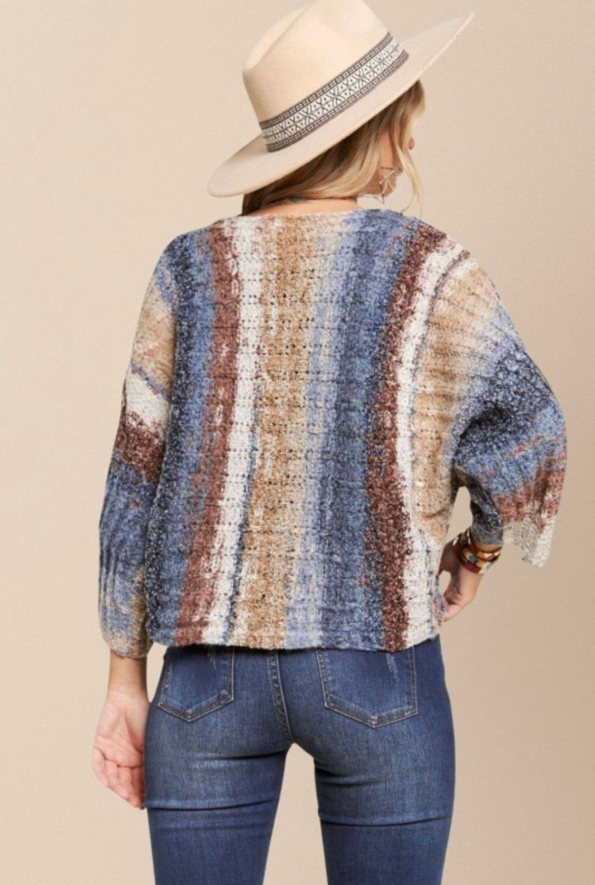 Navy and Brown Knit Sweater
