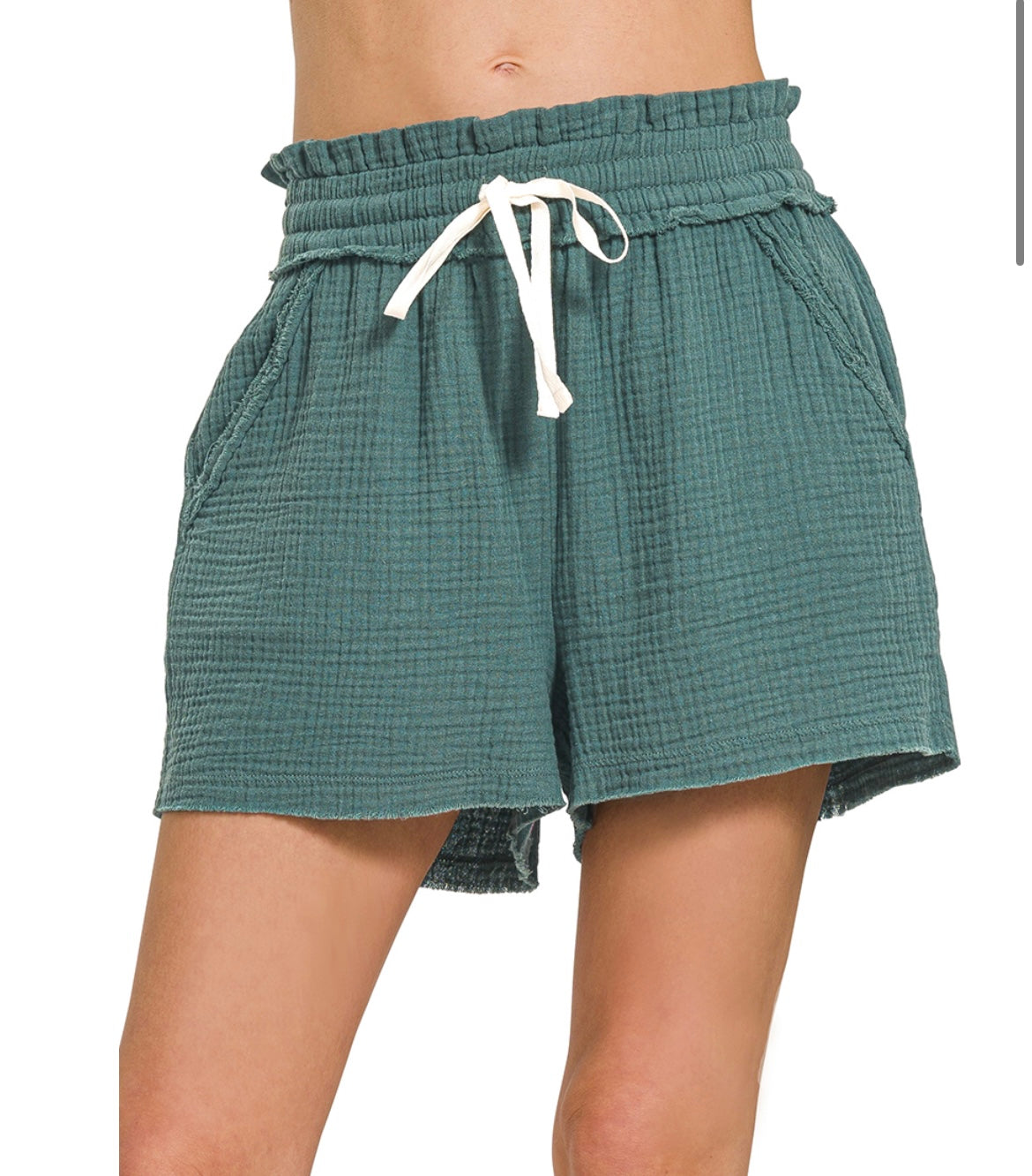 Gauze Elastic Waist Shorts
