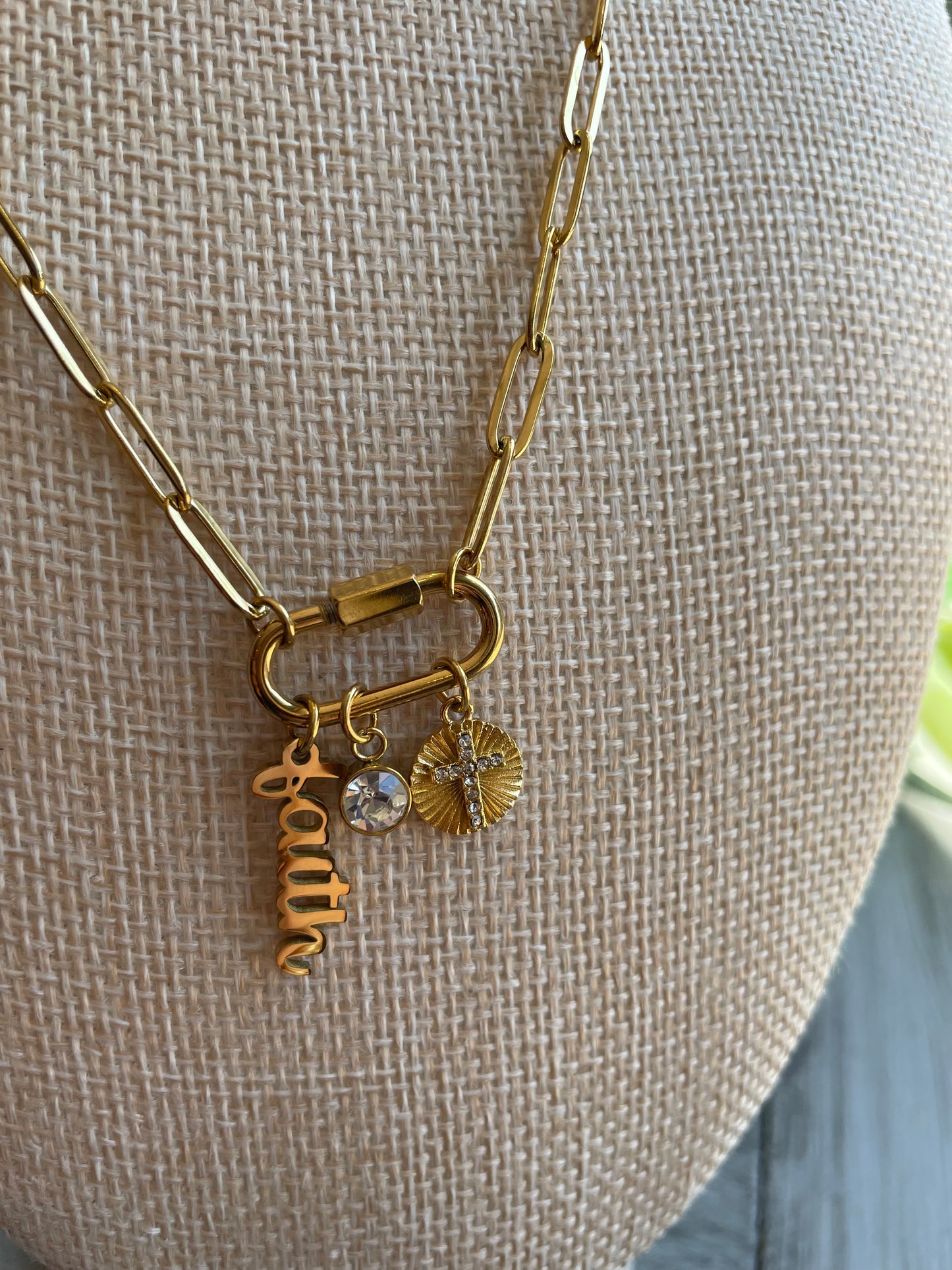 Stainless Steel Faith Paperclip Chain Necklace