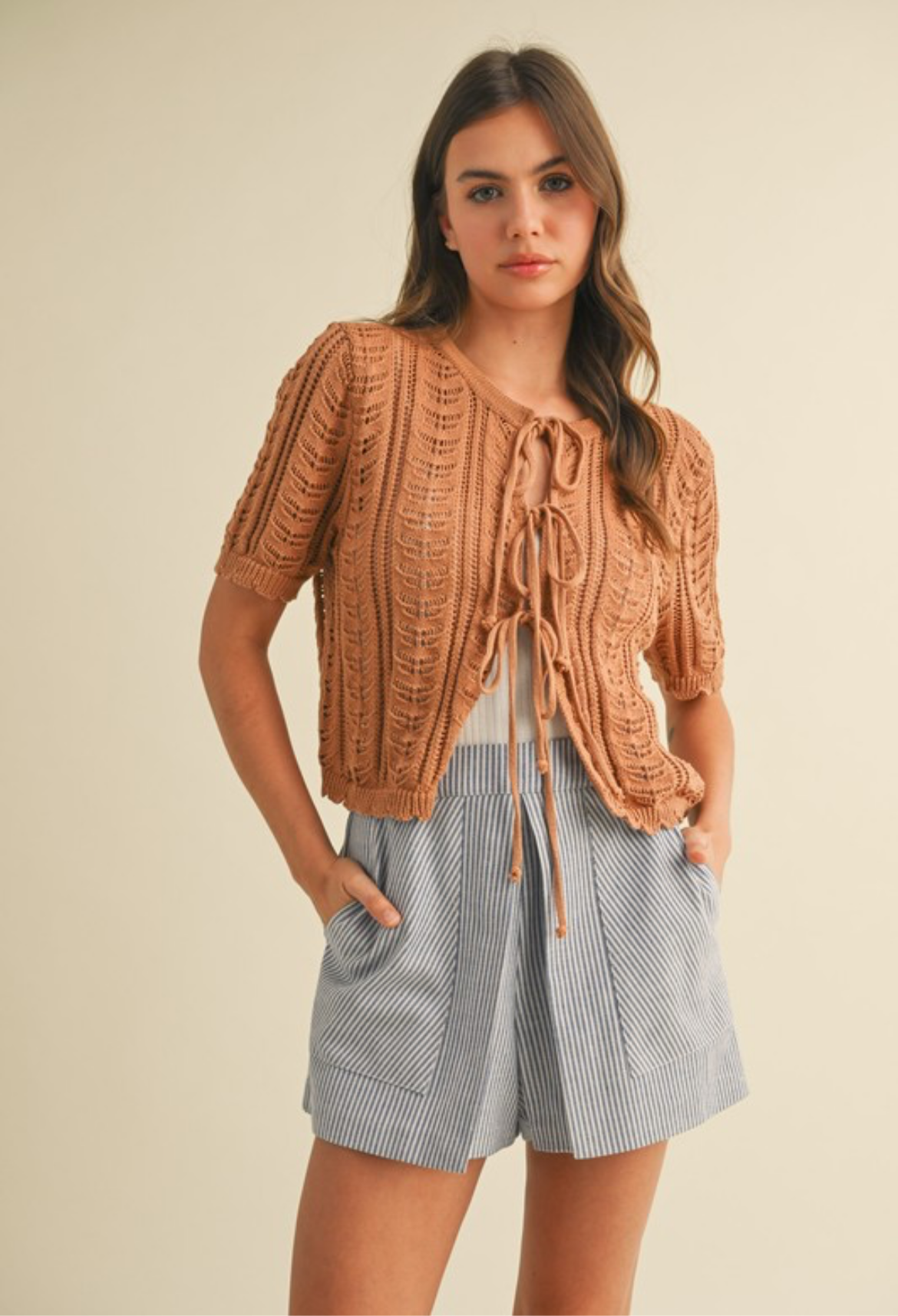 Toffee Front Tie Cardigan