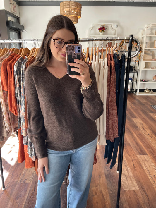 Brown V-Neck Sweater