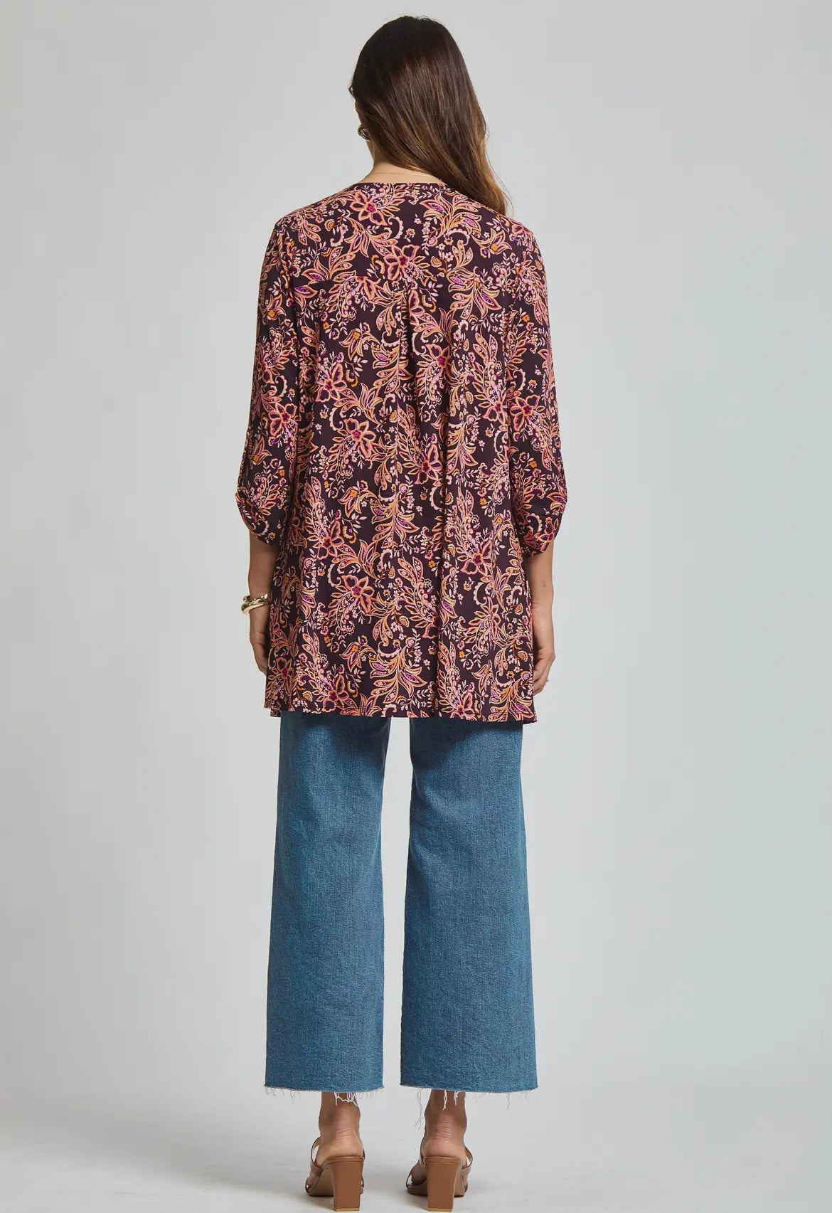 Dark Berry Fall Floral Duster