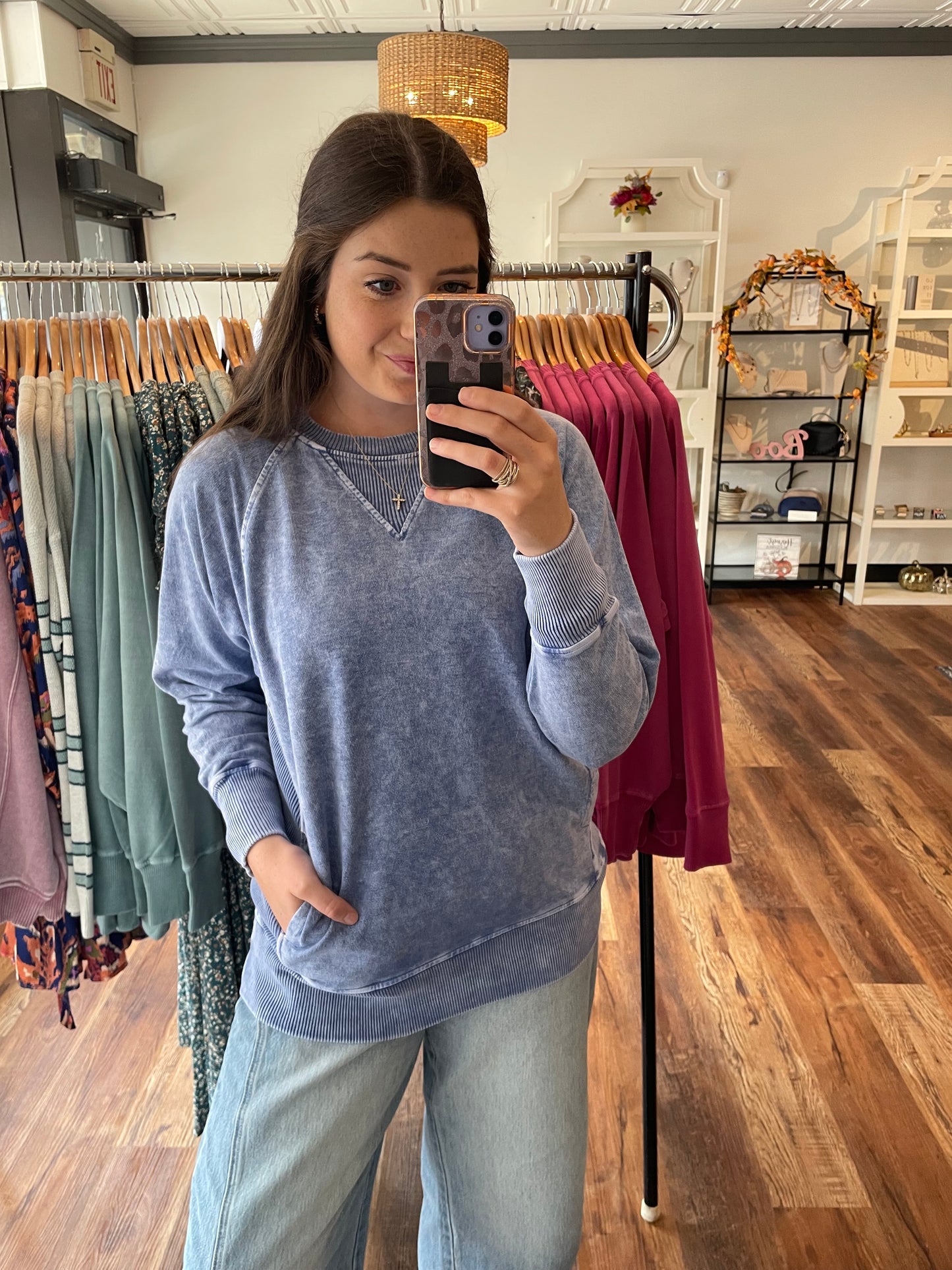 Navy Mineral Wash French Terry Sweatshirt