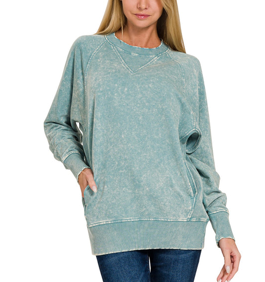 Ash Blue Mineral Wash French Terry Sweatshirt