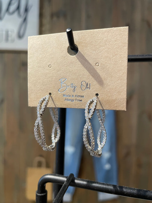 Braided CZ Hoop Earrings