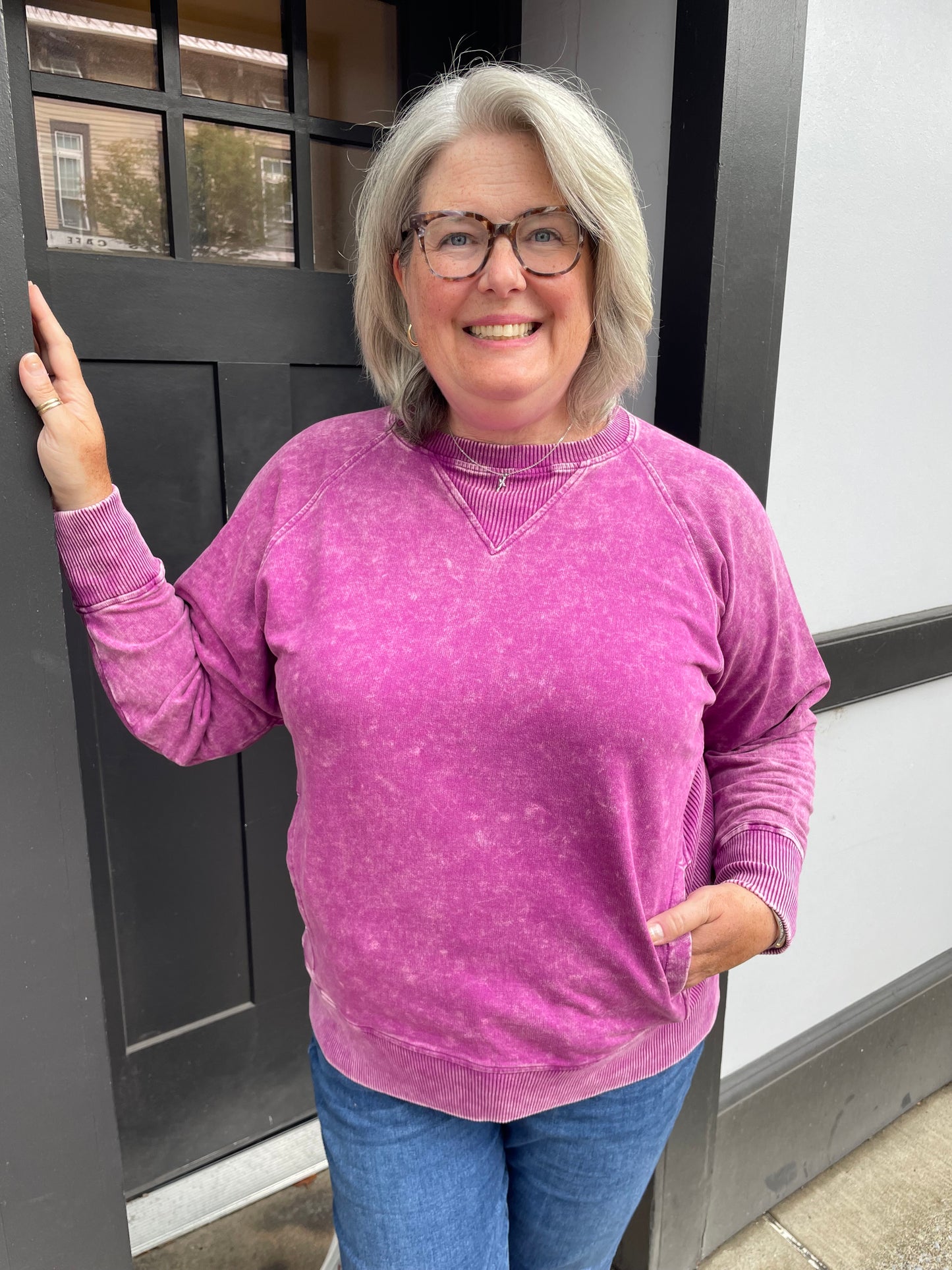 Plum Mineral Wash French Terry Sweatshirt