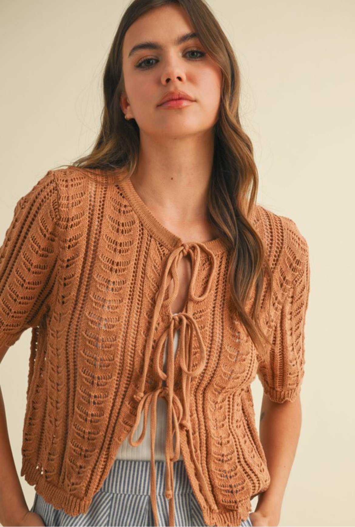 Toffee Front Tie Cardigan