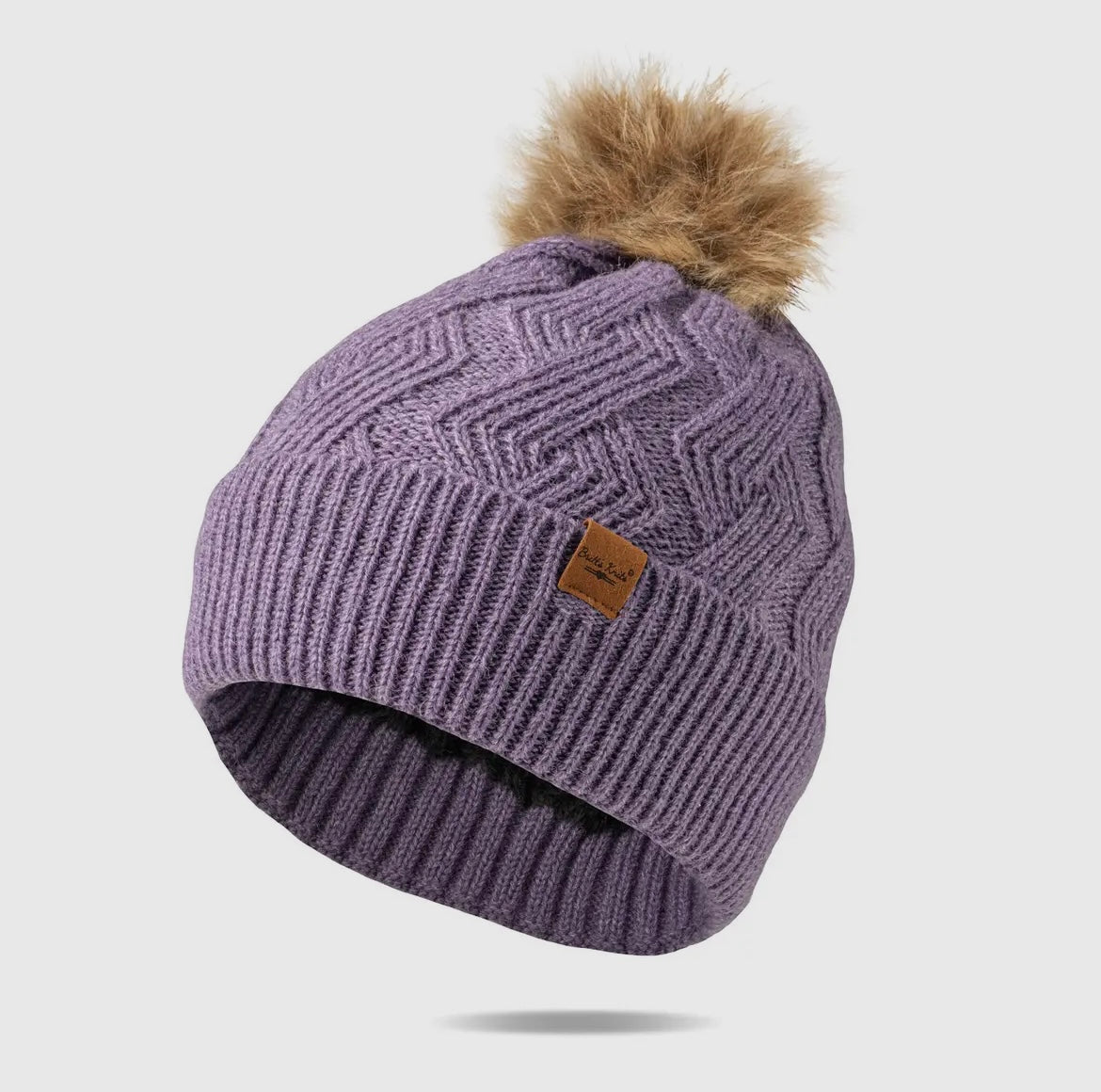 Knit Plush Lined Pom Hat