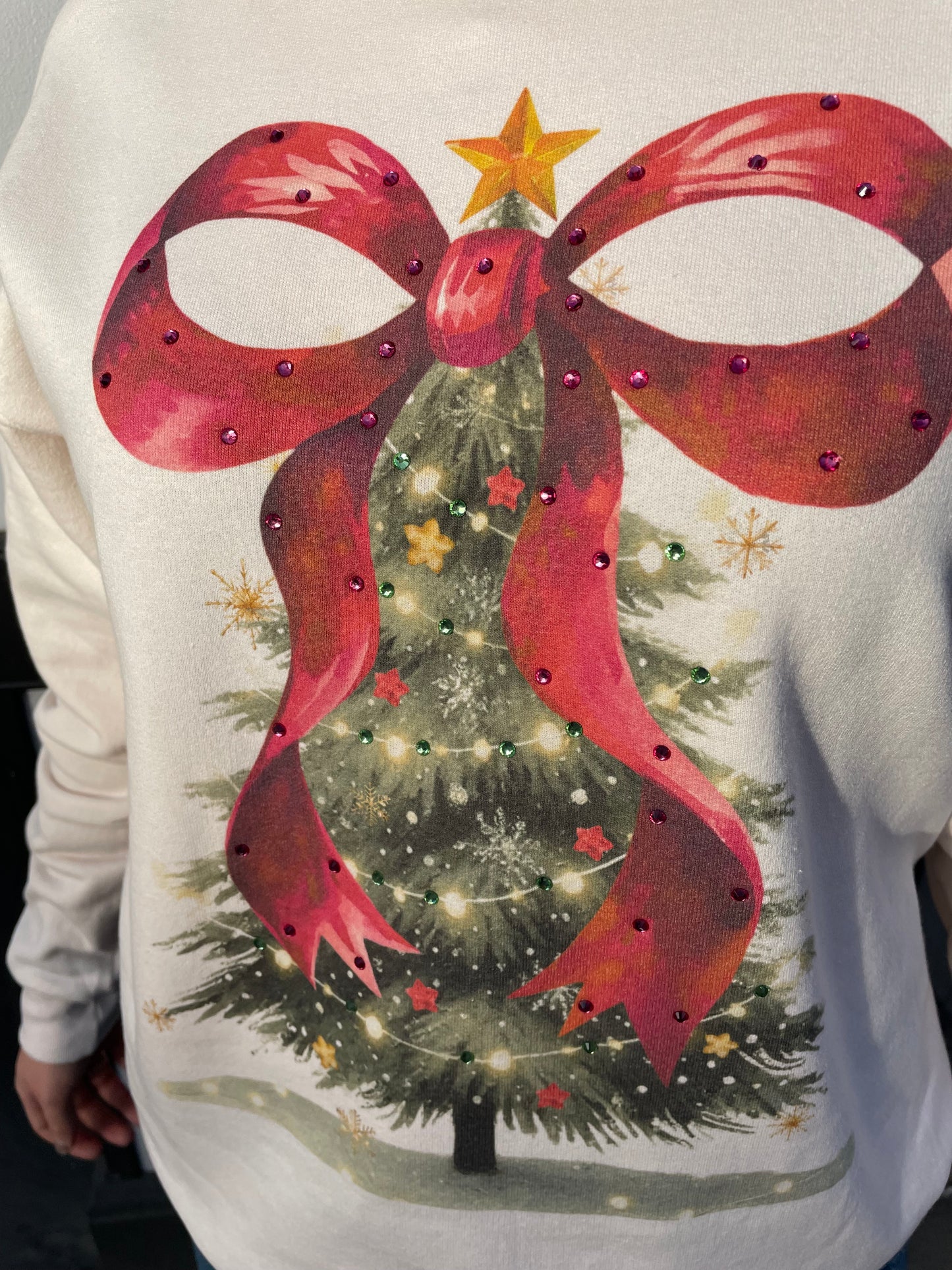 Christmas Tree Rhinestone Graphic Sweatshirt