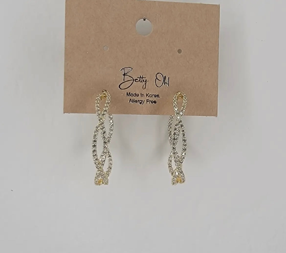 Braided CZ Hoop Earrings