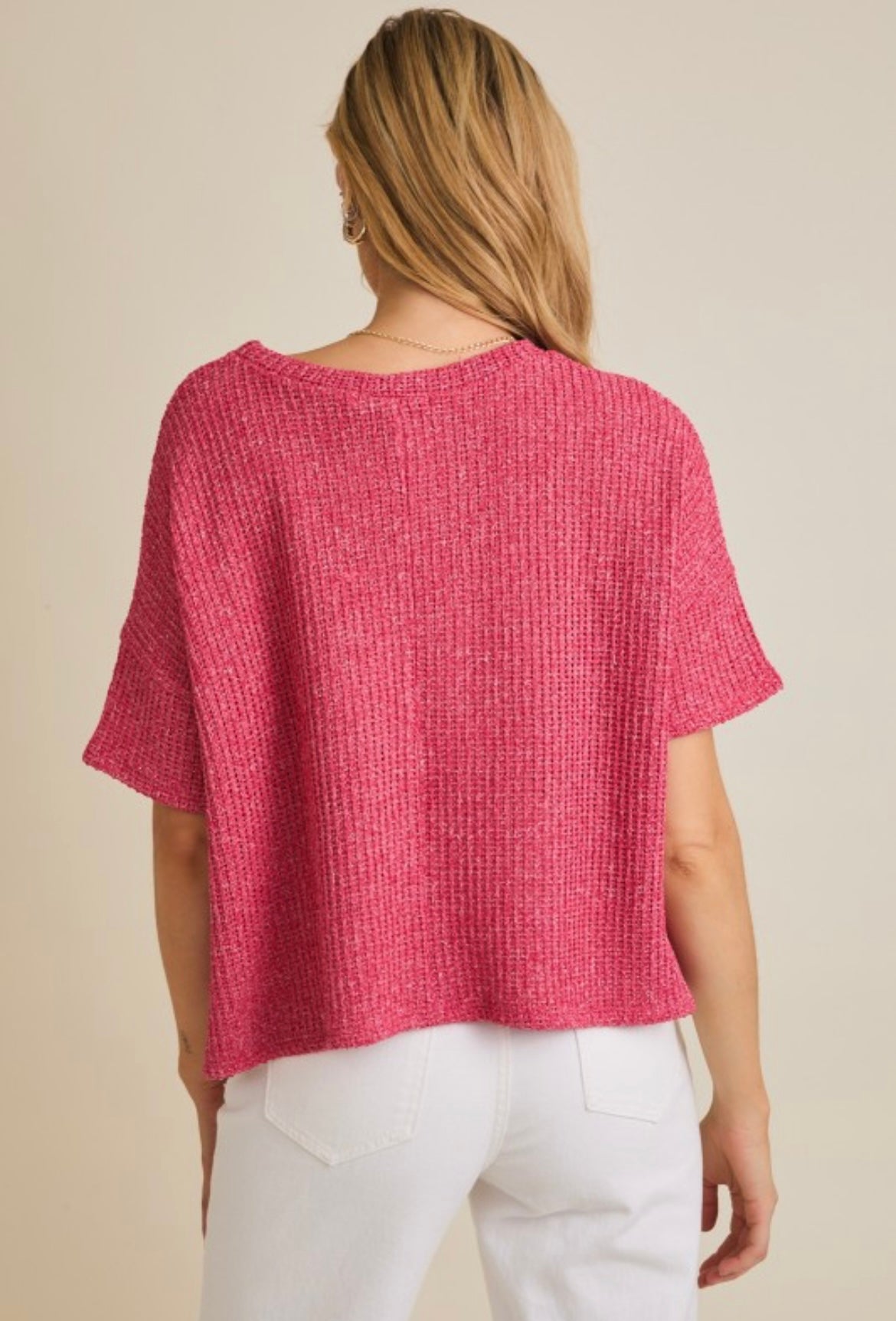 Berry Short Sleeve Waffle Top