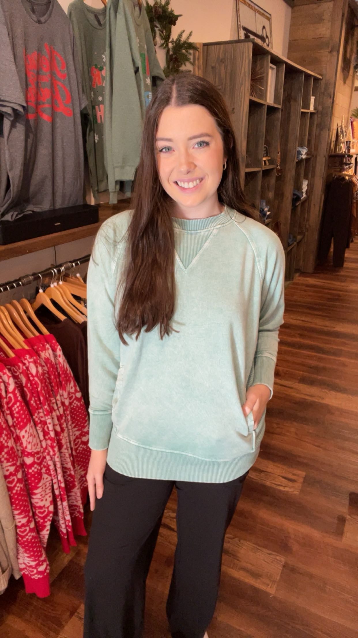 Green Mineral Wash French Terry Sweatshirt