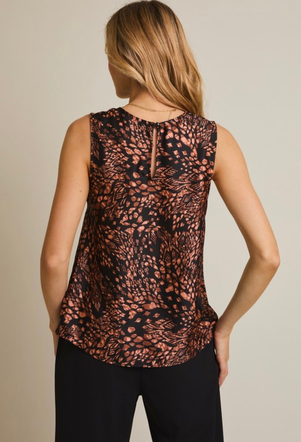 Black and Brown Abstract Sleeveless Top