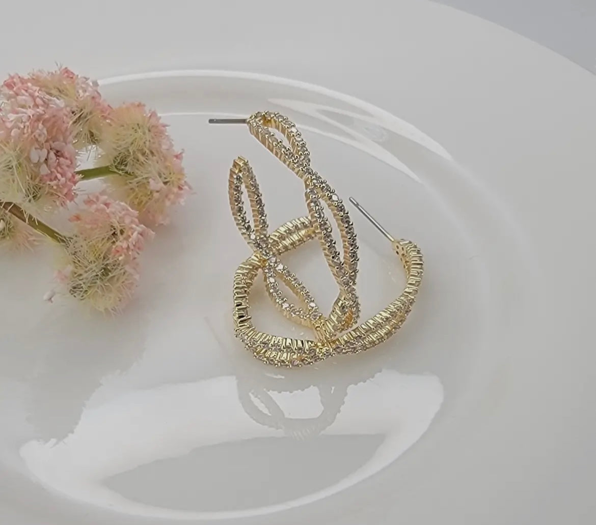 Braided CZ Hoop Earrings