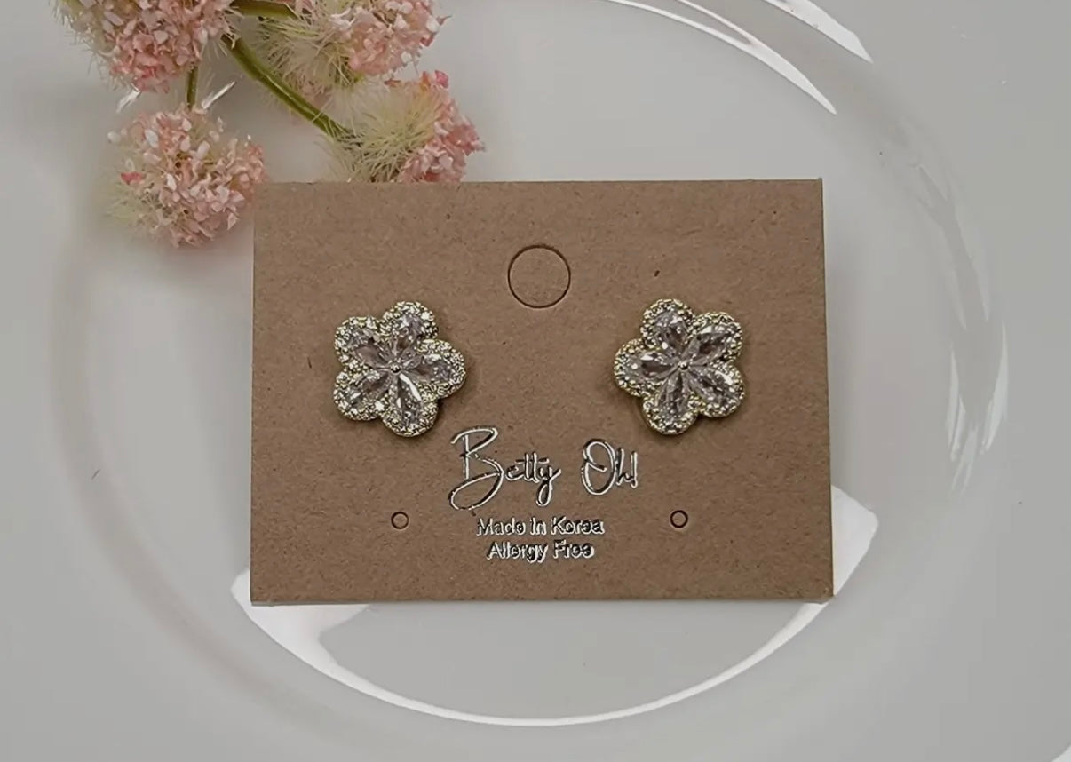 Flower Cubic Zirconia Post Earrings