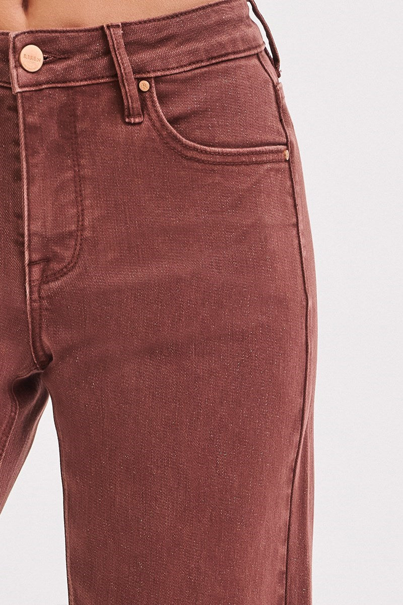 Chocolate Shimmer Mid-Rise Denim
