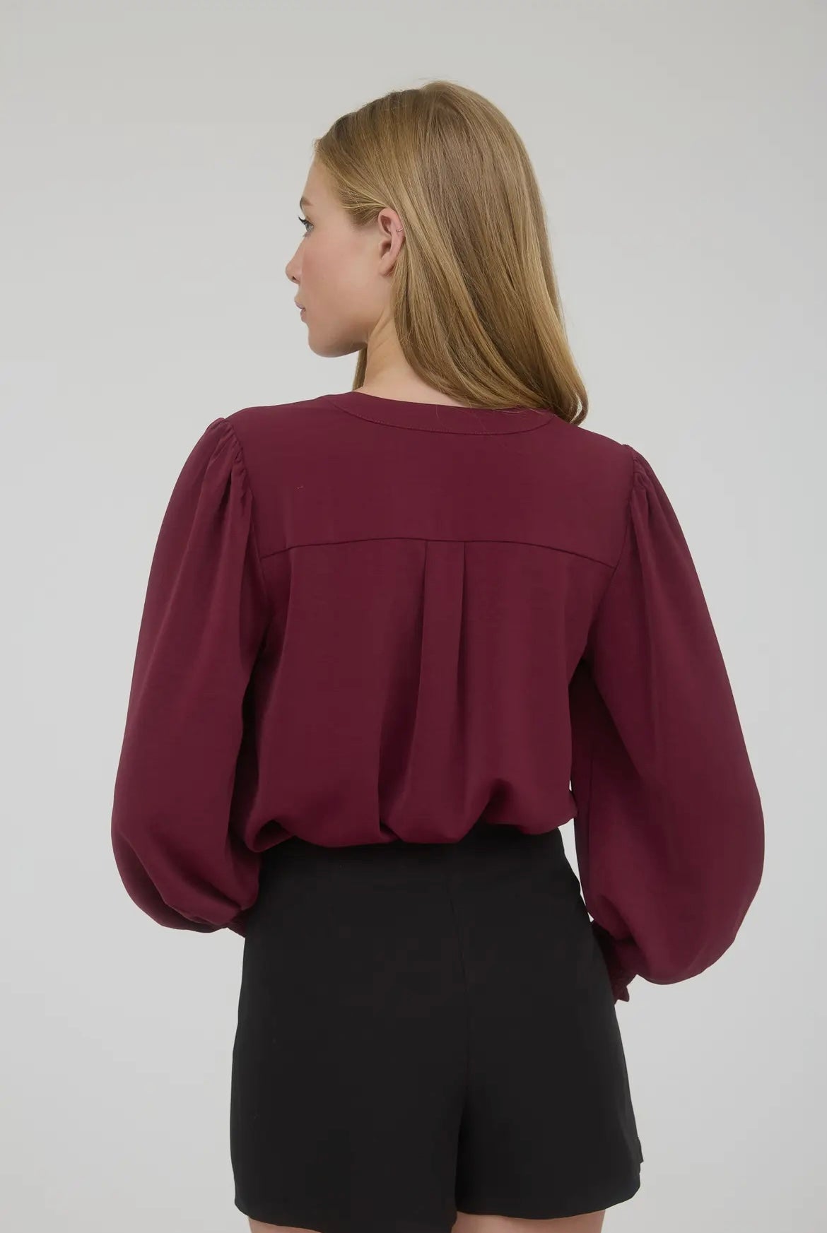 Burgundy Blouse with Tie