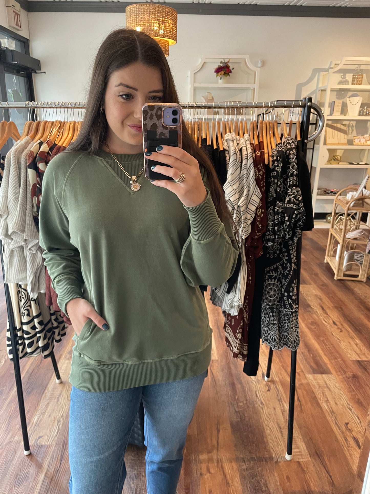 Olive French Terry Sweatshirt