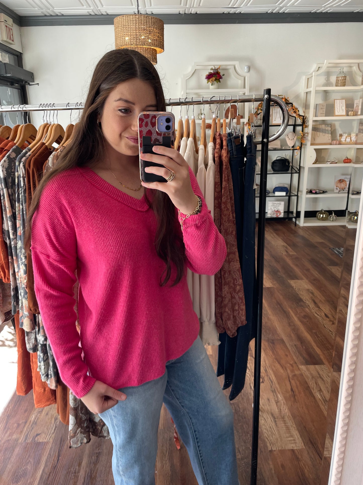 Fuchsia Ribbed Top