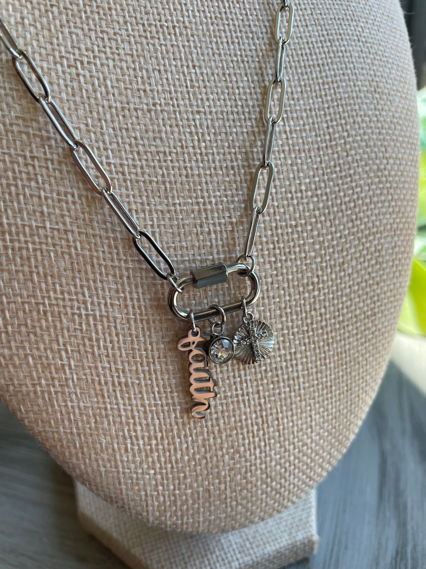 Stainless Steel Faith Paperclip Chain Necklace