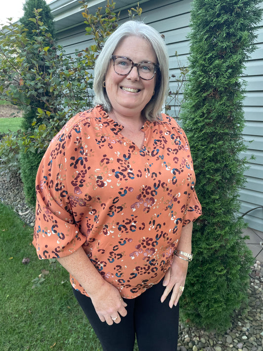 Salmon Leopard Blouse
