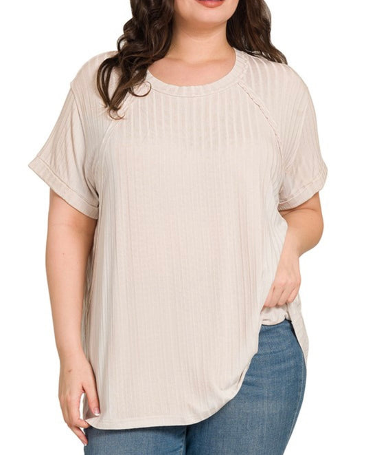 Sand Beige Mineral Wash Top