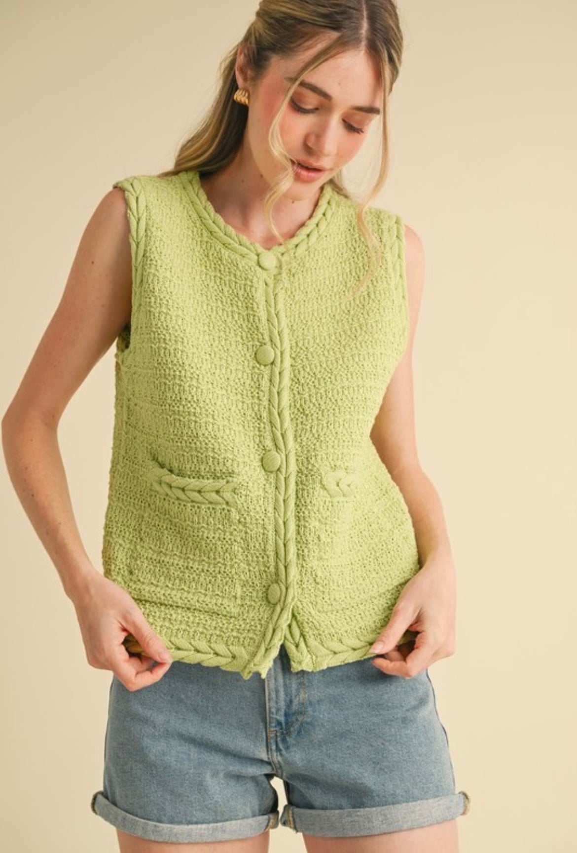 Lime Green Knit Spring Top